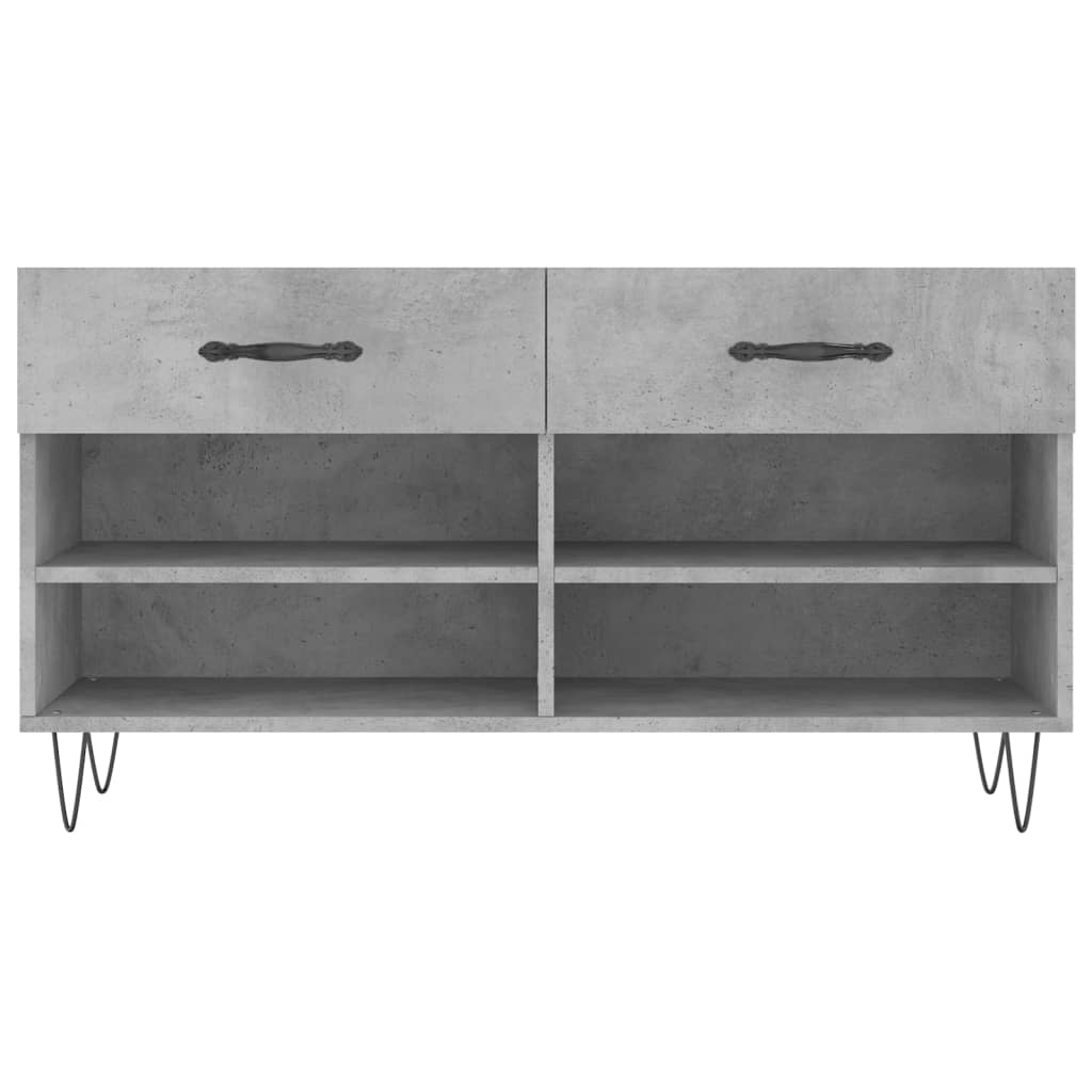 Panca Porta Scarpe Grigio Cemento 102x35x55cm Legno Multistrato