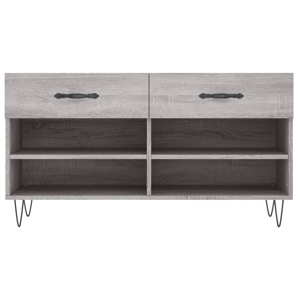 Panca Porta Scarpe Grigio Sonoma 102x35x55 cm Legno Multistrato