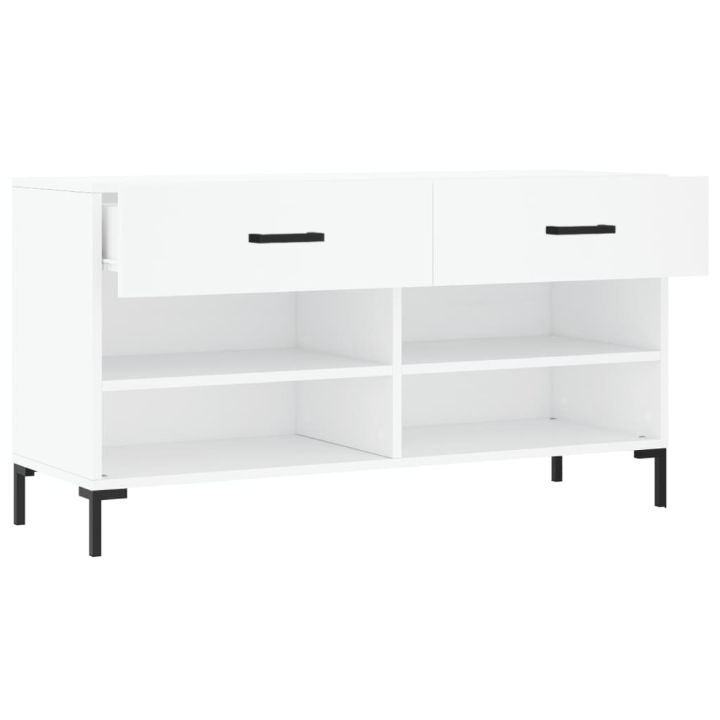 Panca Porta Scarpe Bianca 102x35x55 cm in Legno Multistrato