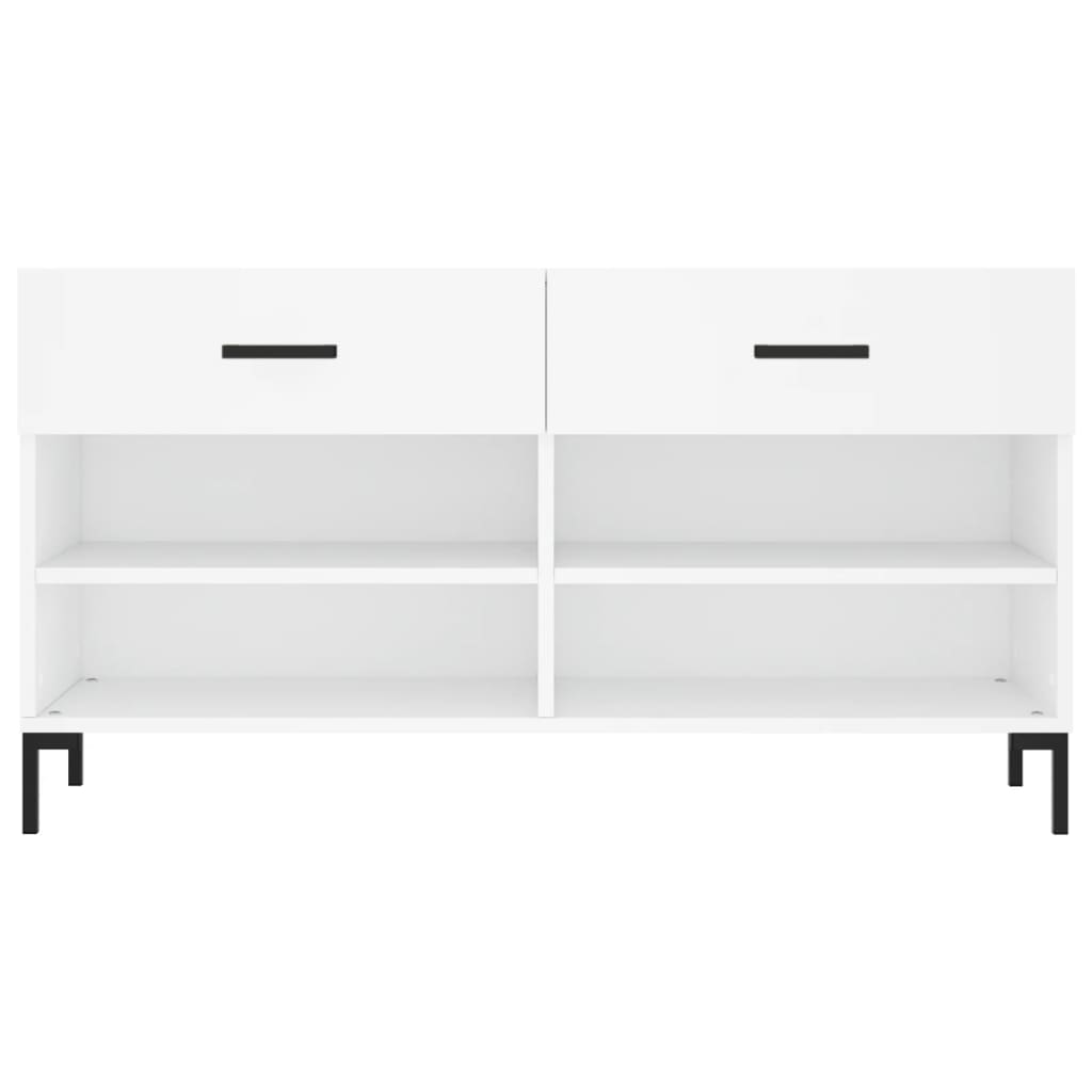Panca Porta Scarpe Bianca 102x35x55 cm in Legno Multistrato