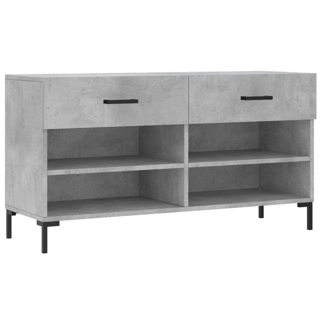Panca Porta Scarpe Grigio Cemento 102x35x55cm Legno Multistrato