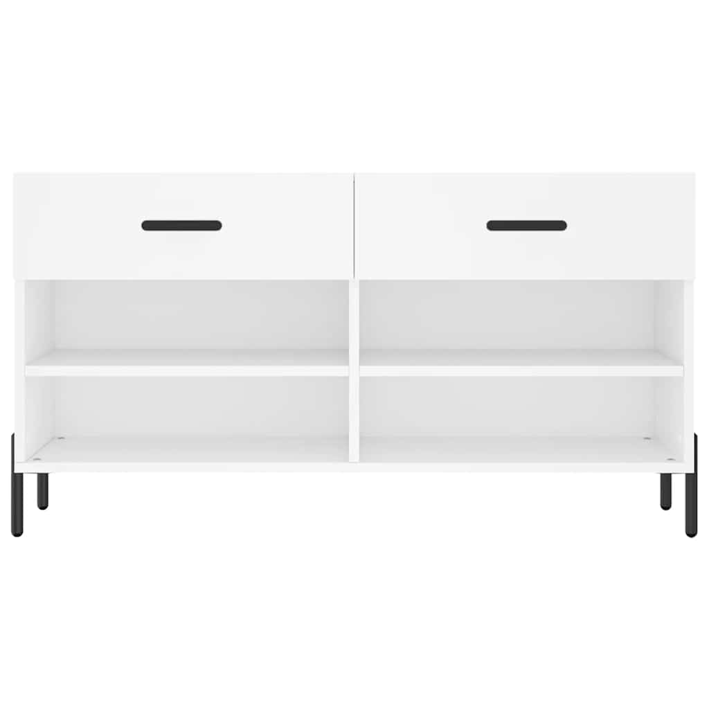 Panca Porta Scarpe Bianca 102x35x55 cm in Legno Multistrato
