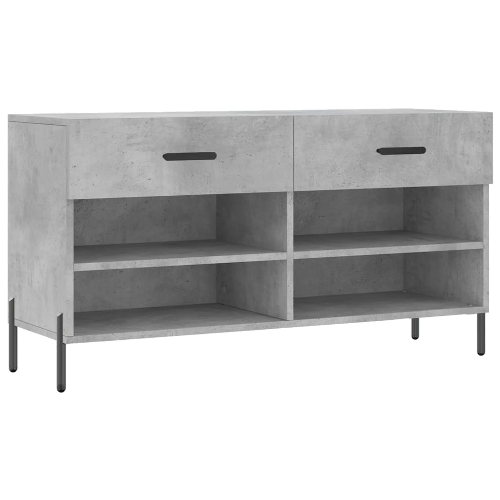 Panca Porta Scarpe Grigio Cemento 102x35x55cm Legno Multistrato