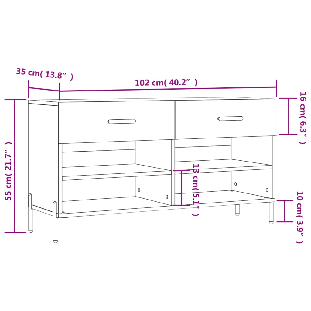 Panca Porta Scarpe Grigio Sonoma 102x35x55 cm Legno Multistrato