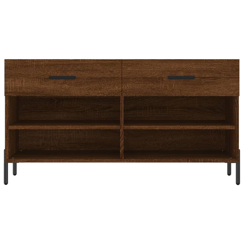 Panca Porta Scarpe Rovere Marrone 102x35x55cm Legno Multistrato