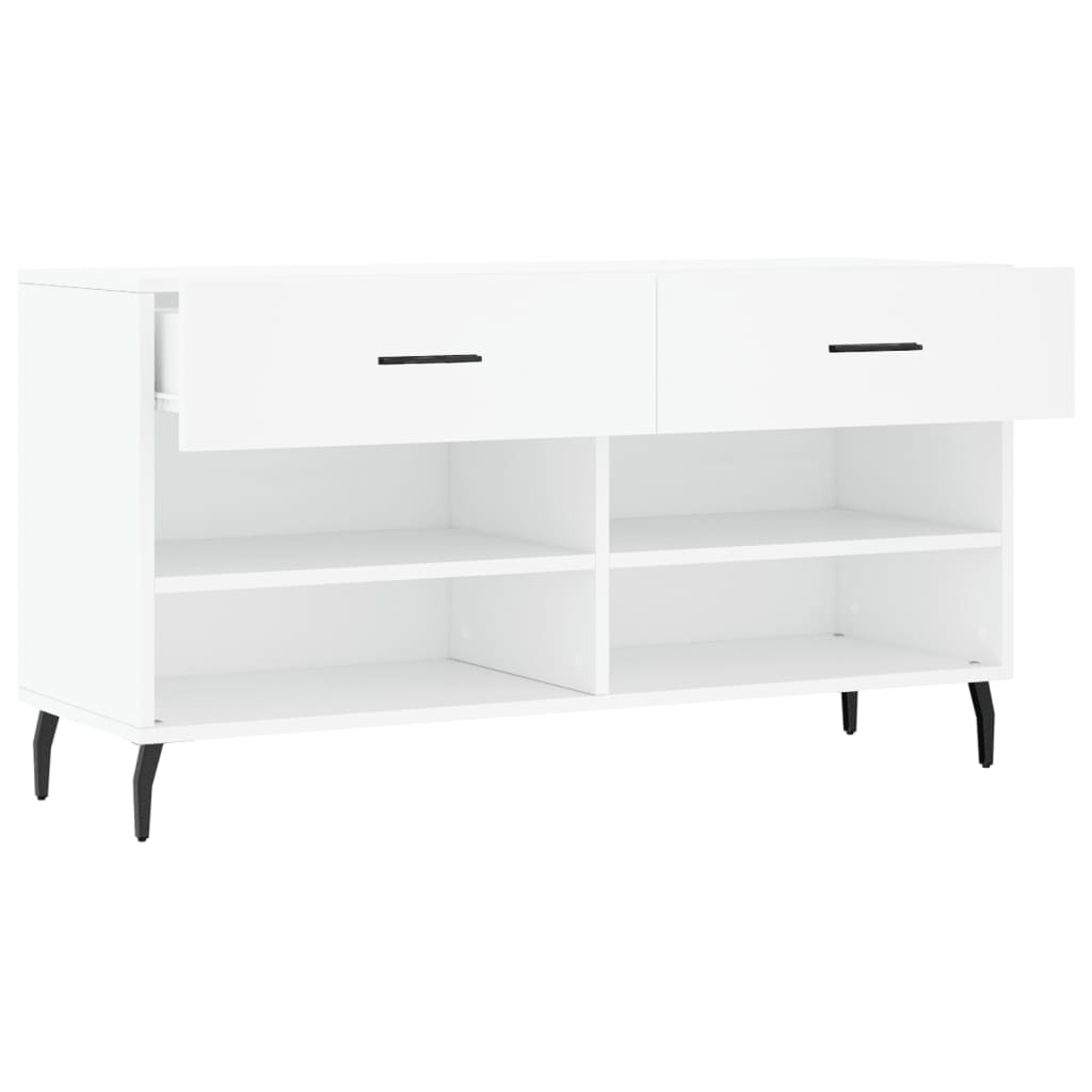 Panca Porta Scarpe Bianca 102x35x55 cm in Legno Multistrato