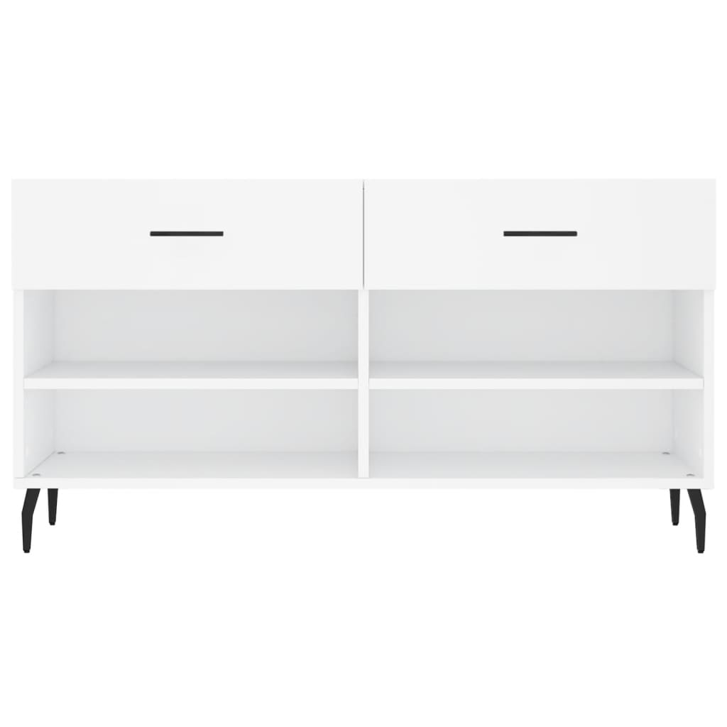 Panca Porta Scarpe Bianca 102x35x55 cm in Legno Multistrato