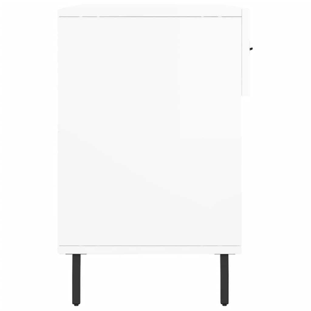 Panca Porta Scarpe Bianco Lucido 102x35x55 cm Legno Multistrato