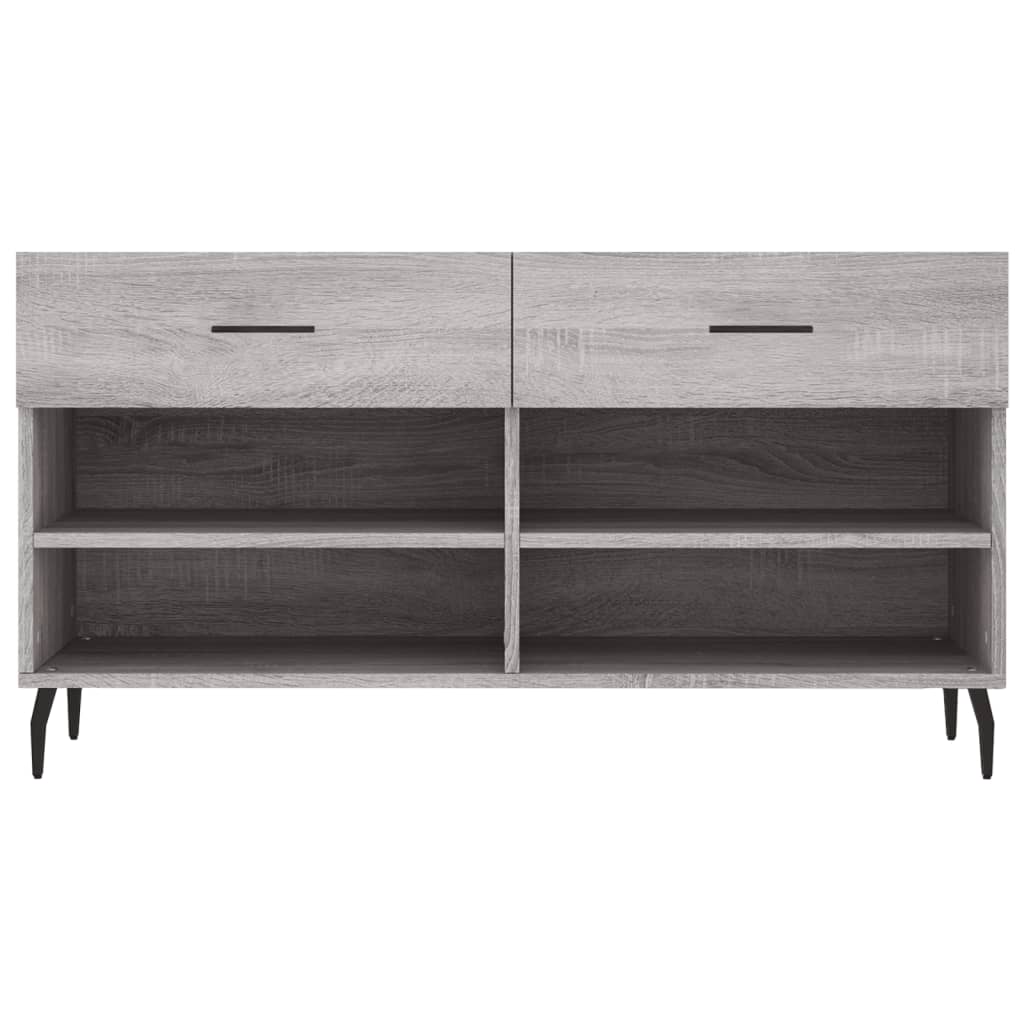 Panca Porta Scarpe Grigio Sonoma 102x35x55 cm Legno Multistrato