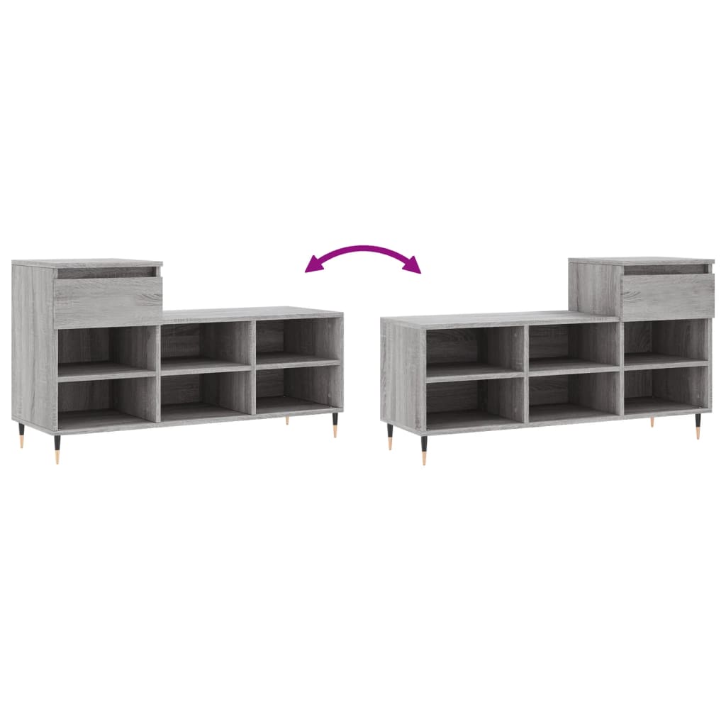 Scarpiera Grigio Sonoma 102x36x60 cm in Legno Multistrato