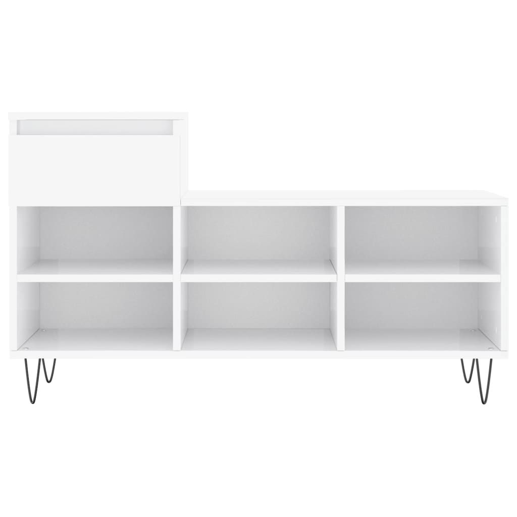 Scarpiera Bianco Lucido 102x36x60 cm in Legno Multistrato
