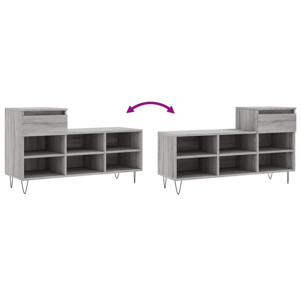 Scarpiera Grigio Sonoma 102x36x60 cm in Legno Multistrato