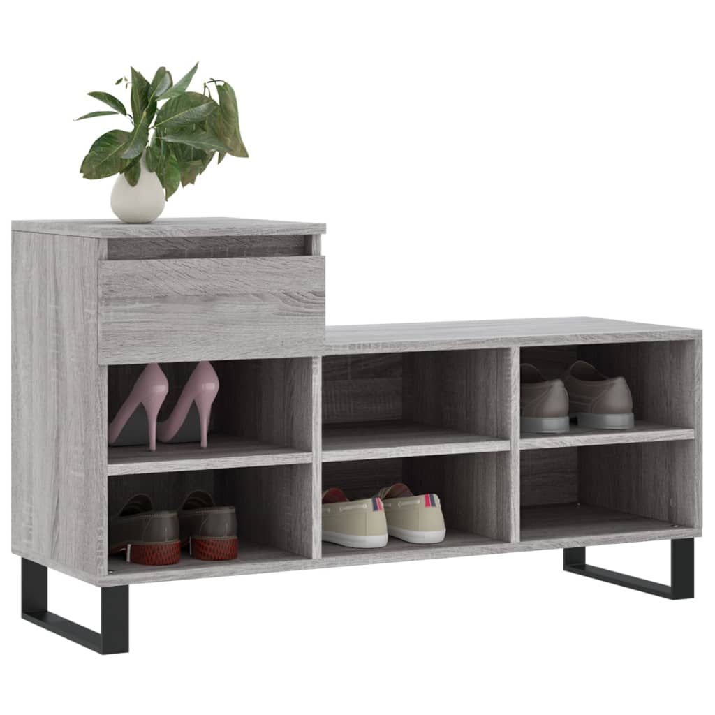 Scarpiera Grigio Sonoma 102x36x60 cm in Legno Multistrato