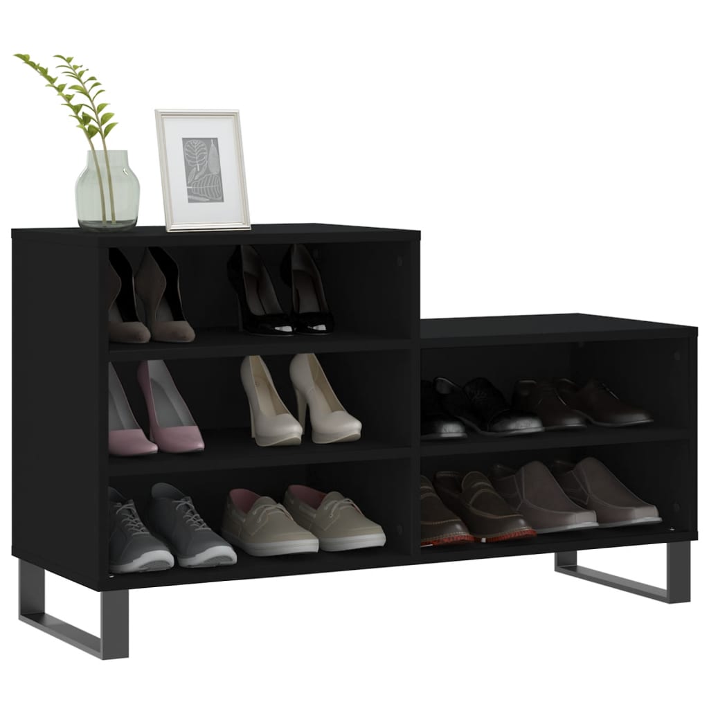 Scarpiera Nera 102x36x60 cm in Legno Multistrato