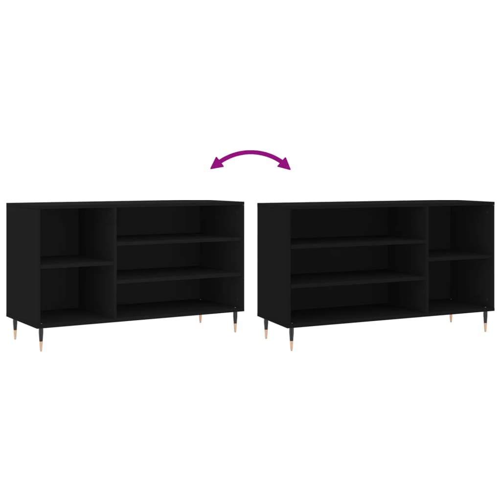 Scarpiera Nera 102x36x60 cm in Legno Multistrato