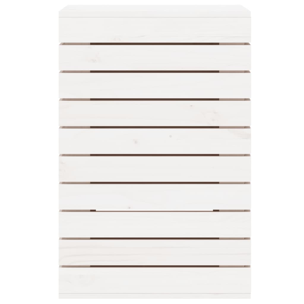 Cesto per Bucato Bianco 44x44x66 cm Legno Massello Pino