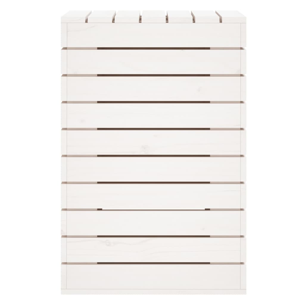Cesto per Bucato Bianco 44x44x66 cm Legno Massello Pino