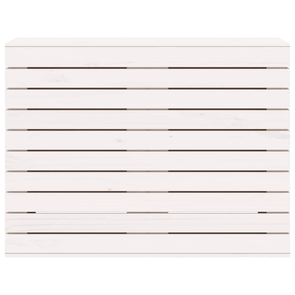 Cesto per Bucato Bianco 88,5x44x66 cm Legno Massello Pino