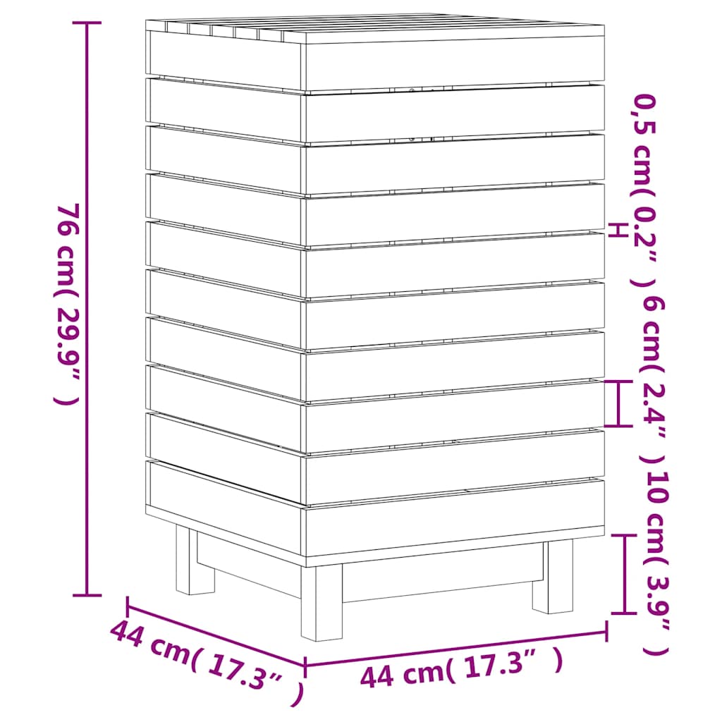 Cesto per Bucato 44x44x76 cm Legno Massello Pino