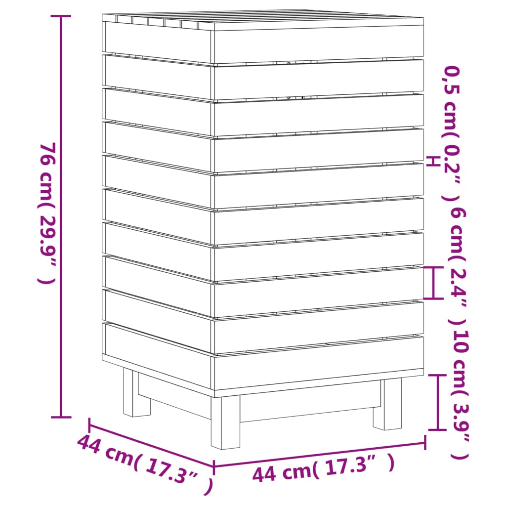 Cesto per Bucato Bianco 44x44x76 cm Legno Massello Pino