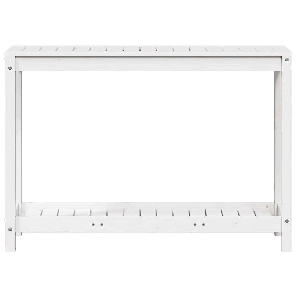 Tavolo Invaso con Ripiano Bianco 108x35x75 cm Massello Pino