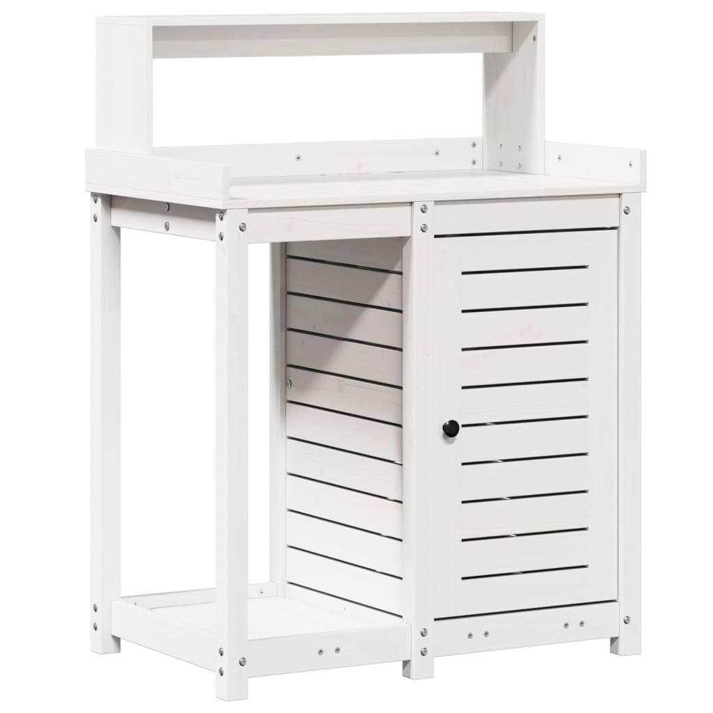 Tavolo Invaso con Ripiani Bianco 82,5x50x109,5 cm Massello Pino