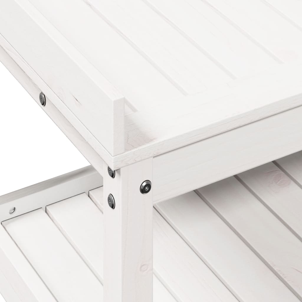 Tavolo Invaso con Ripiani Bianco 82,5x45x86,5 cm Massello Pino