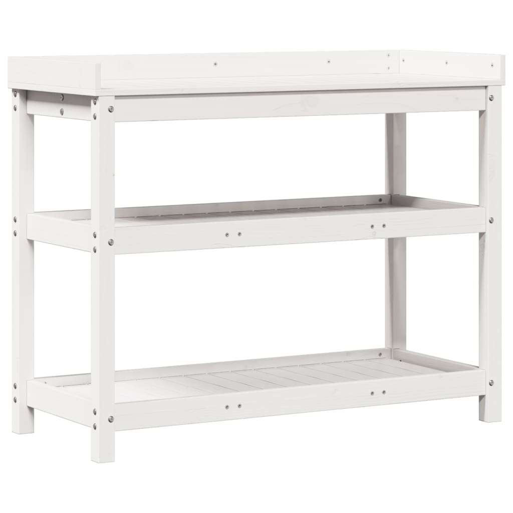 Tavolo Invaso con Ripiani Bianco 108x45x86,5 cm Massello Pino