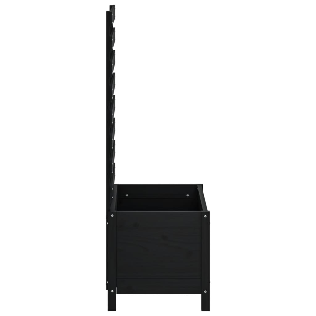 Fioriera Giardino con Rastrelliera Nera 79x39,5x114cm Pino