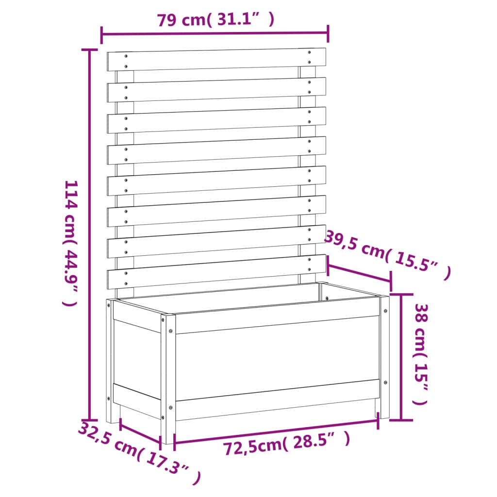 Fioriera Giardino con Rastrelliera Nera 79x39,5x114cm Pino