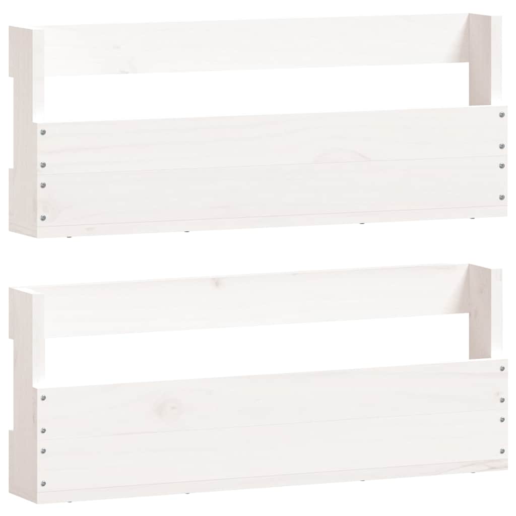 Scarpiere a Parete 2 pz Bianco 59x9x23cm Legno Massello di Pino