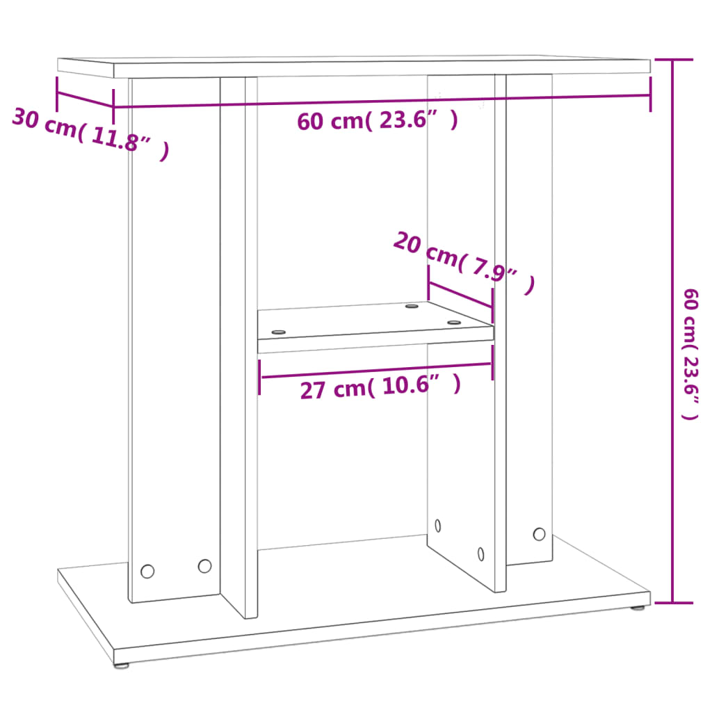Supporto Acquario 60x30x60cm in Legno Multistrato Rovere Sonoma