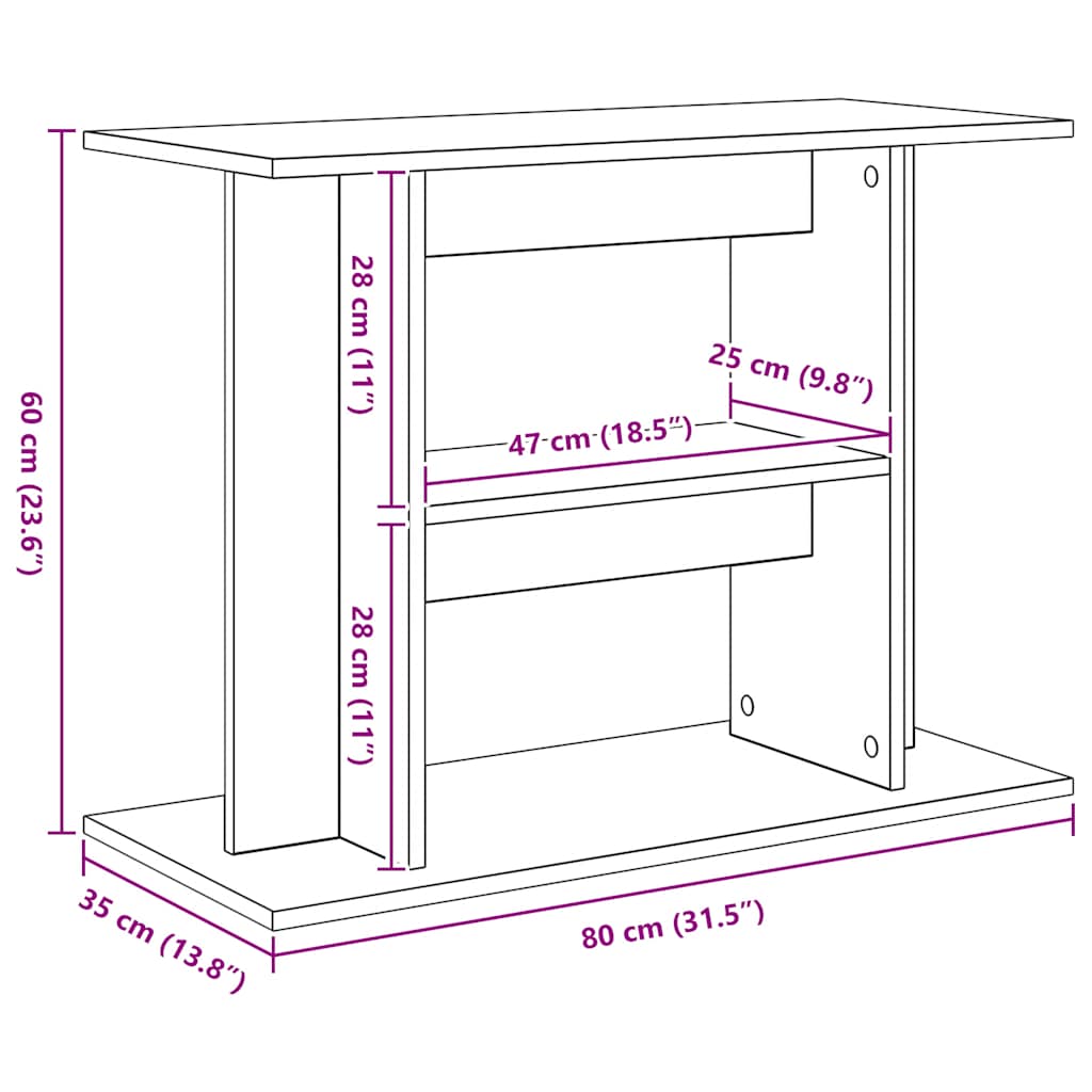 Supporto per Acquario 80x35x60 cm in Legno Multistrato Nero