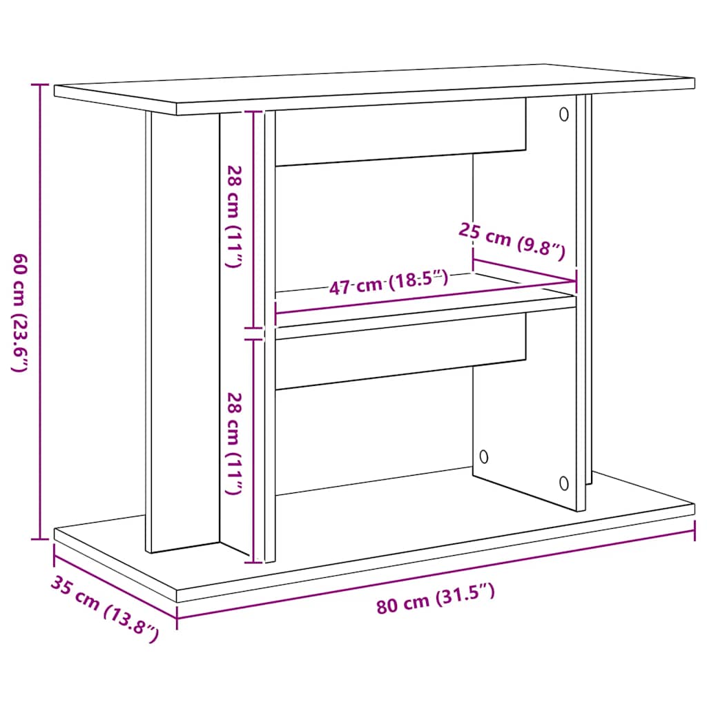 Supporto Acquario 80x35x60cm in Legno Multistrato Rovere Sonoma