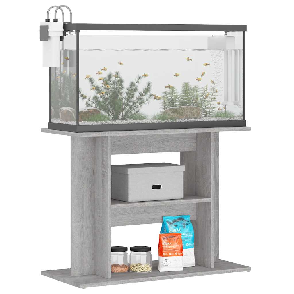 Supporto per acquario in cemento grigio 80x35x60 cm in legno ingegnerizzato