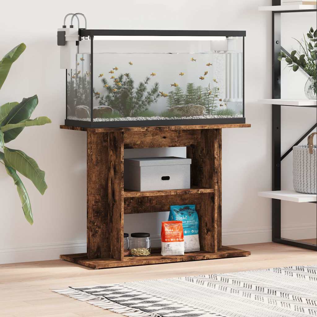 Supporto per acquario in rovere affumicato 80x35x60 cm in legno ingegnerizzato