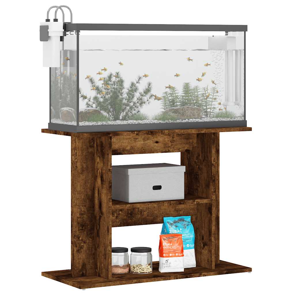 Supporto per acquario in rovere affumicato 80x35x60 cm in legno ingegnerizzato