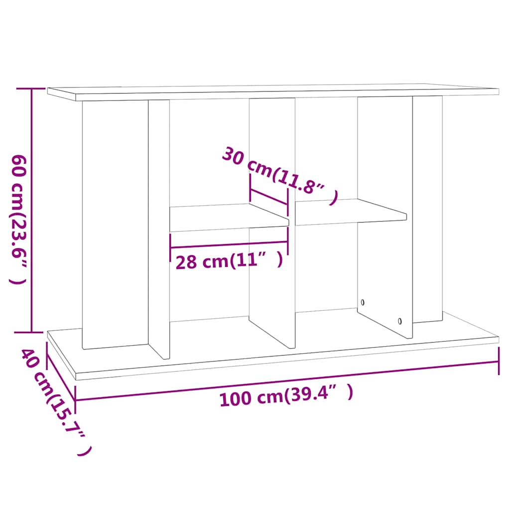Supporto per Acquario 100x40x60 cm in Legno Multistrato Bianco