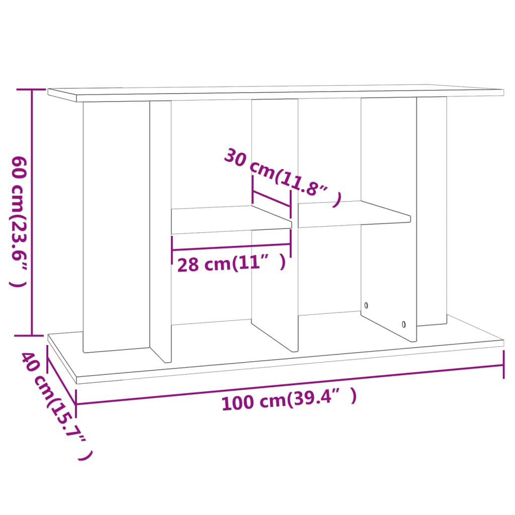 Supporto per acquario in rovere Sonoma 100x40x60 cm in legno ingegnerizzato