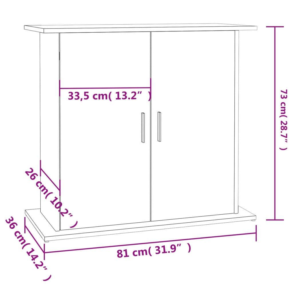 Supporto per acquario in rovere Sonoma 81x36x73 cm in legno ingegnerizzato