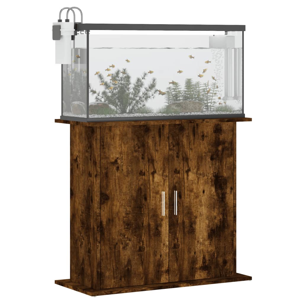 Supporto Acquario 81x36x73 cm in Legno Multistrato Rovere Fumo