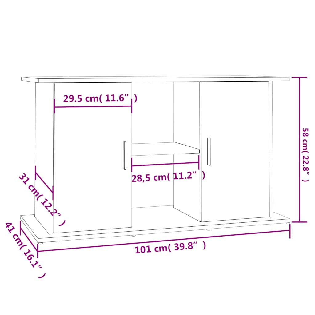 Supporto per acquario in cemento grigio 101x41x58 cm in legno ingegnerizzato