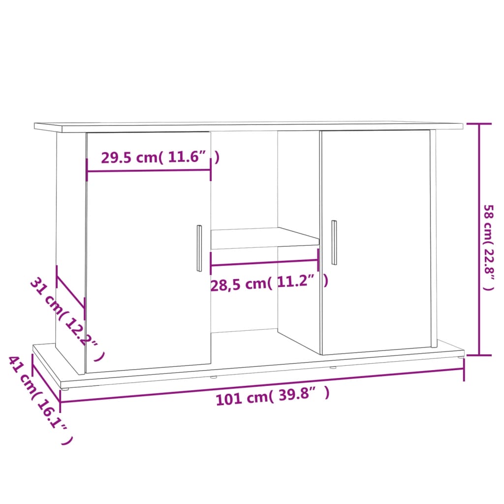 Supporto Acquario 101x41x58 cm in Legno Multistrato Rovere Fumo