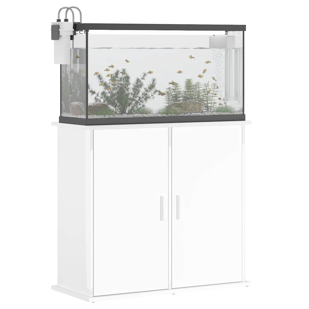 Supporto Acquario 81x36x73cm in Legno Multistrato Bianco Lucido