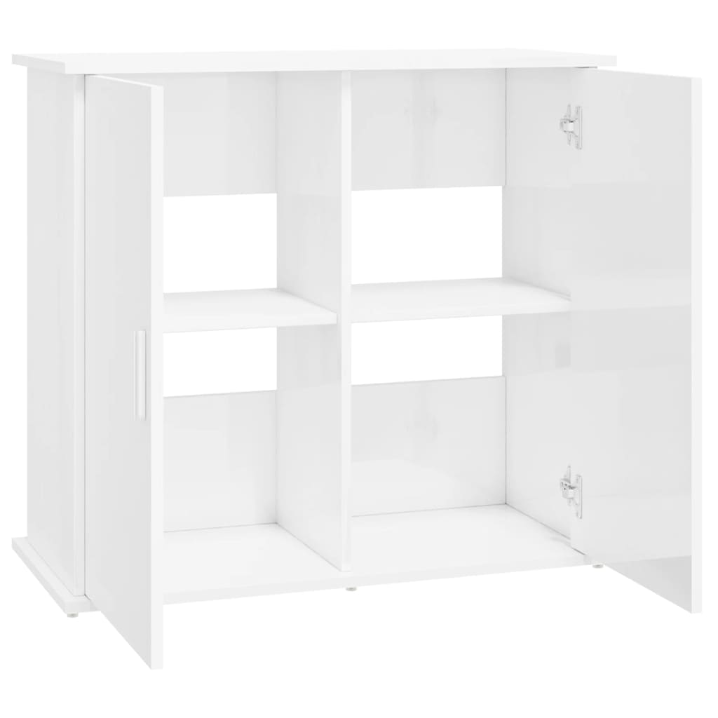 Supporto Acquario 81x36x73cm in Legno Multistrato Bianco Lucido