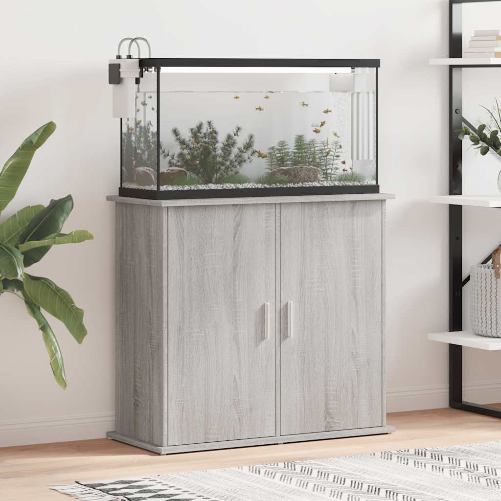 Supporto Acquario 81x36x73cm in Legno Multistrato Grigio Sonoma