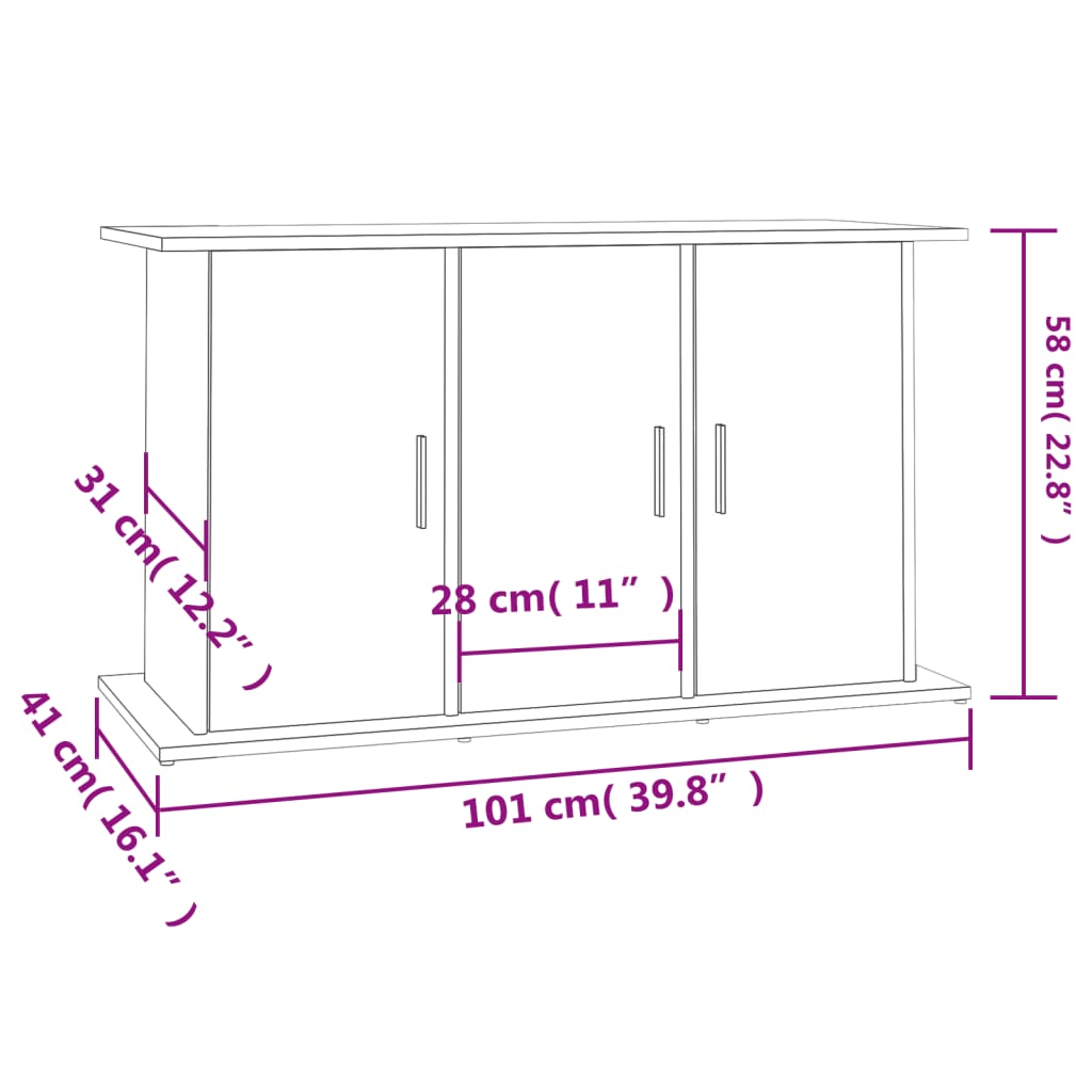 Supporto Acquario 101x41x58 cm in Legno Multistrato Rovere Fumo