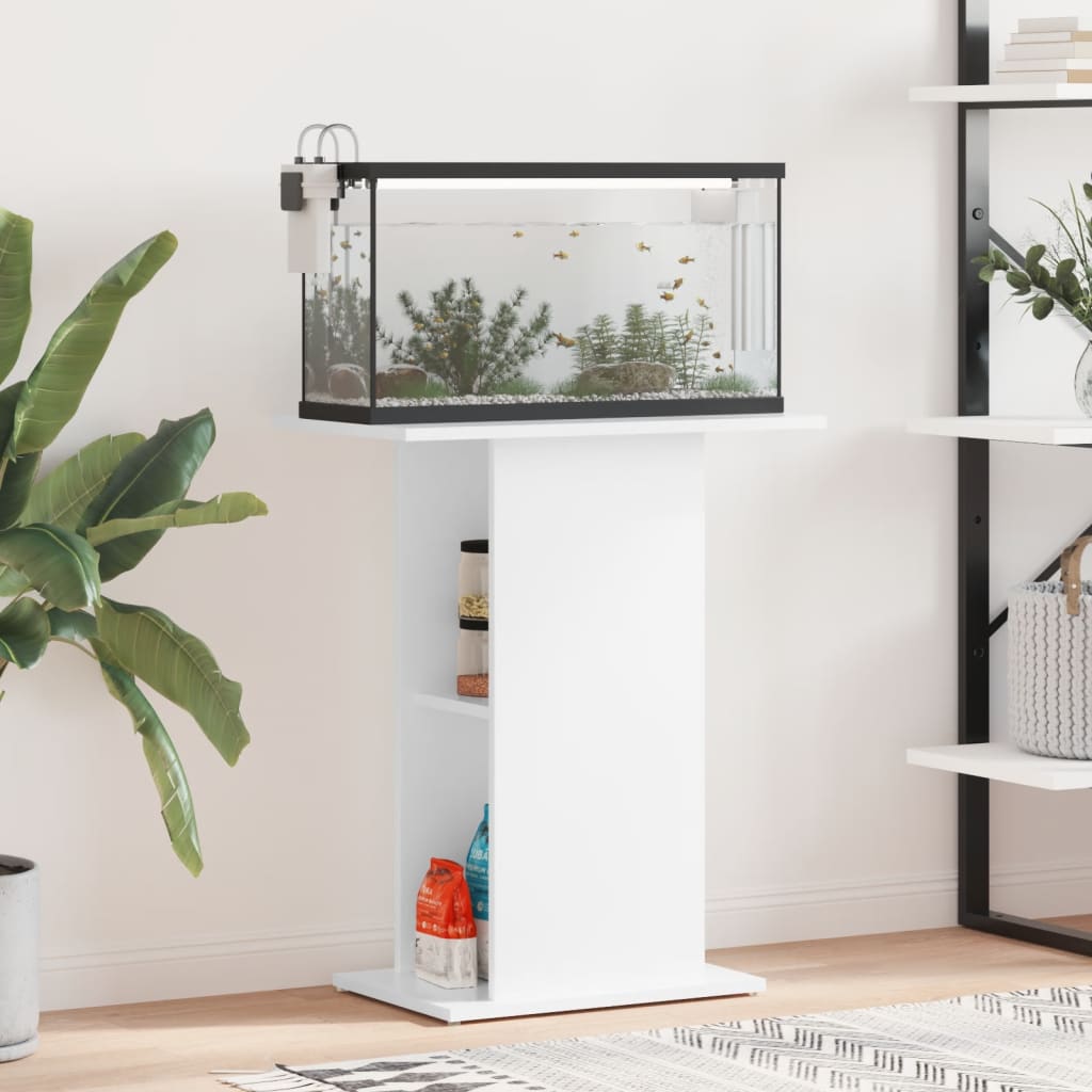 Supporto per Acquario 60,5x36x72,5 cm Multistrato Bianco Lucido
