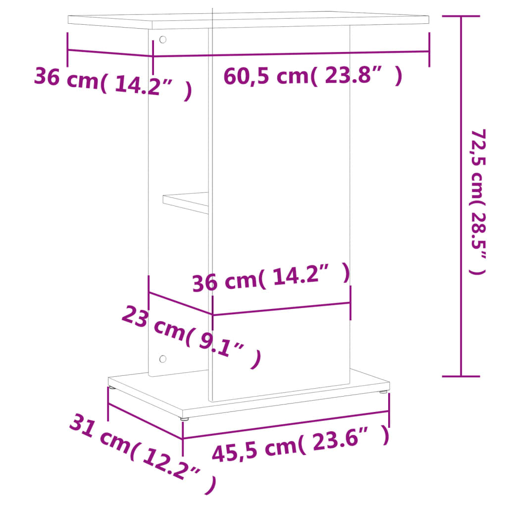 Supporto per Acquario 60,5x36x72,5 cm Multistrato Bianco Lucido