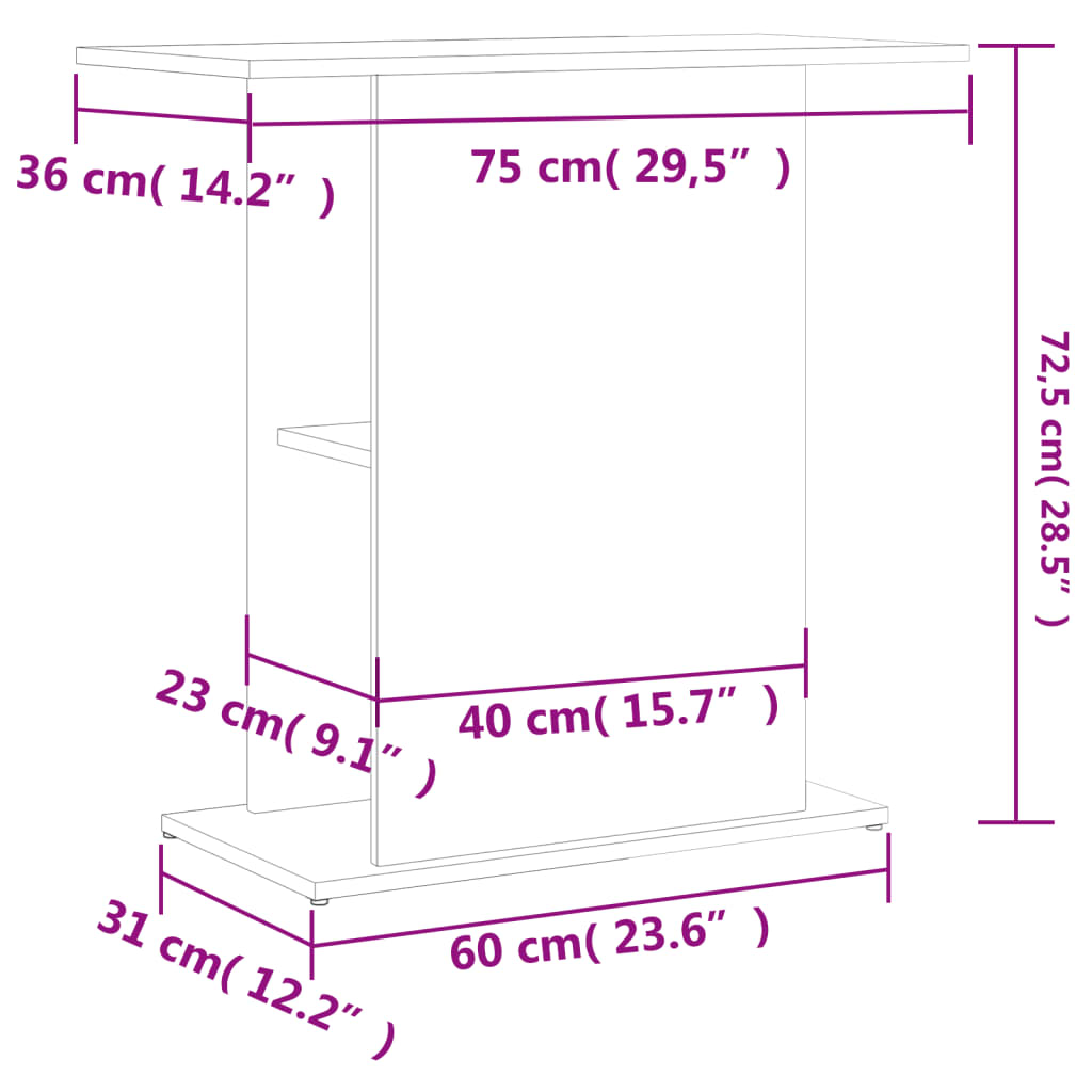 Supporto per acquario bianco 75x36x72,5 cm in legno ingegnerizzato